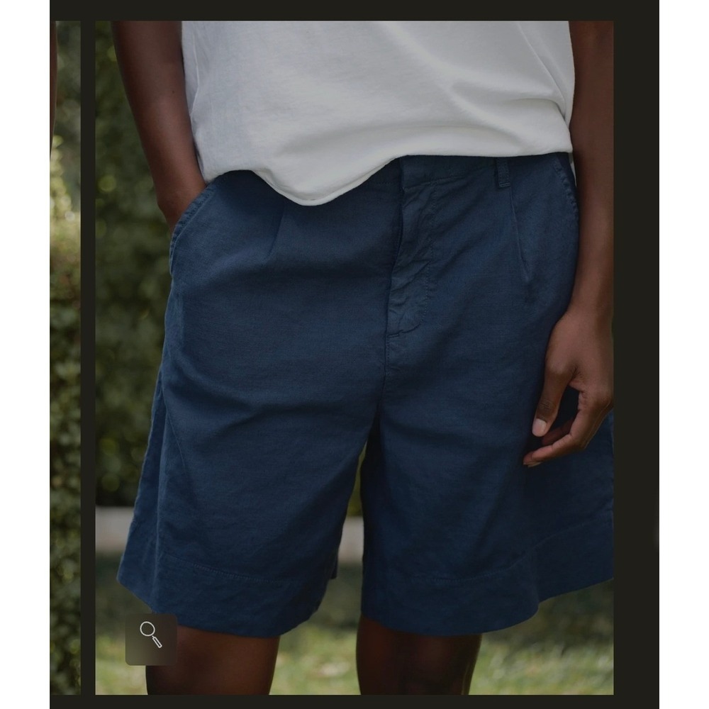 Frank & Eileen Navy Blue Pleated Linen Blend Waterford Golfshort Size 10 USA